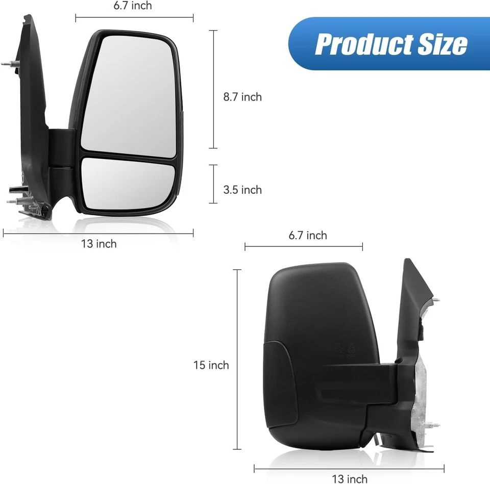 Espelho de porta Ford Transit 2015-2025 lado direito do passageiro braço curto placa anti-viragem - Imagem 4 de 4