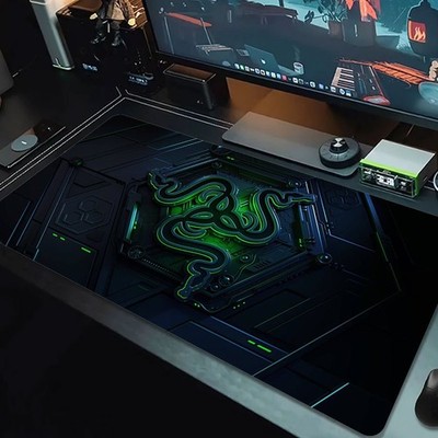 40*90cm Razer Green Chroma Snake Logo Gaming Mouse Pad - Non-Slip Rubber Base, D