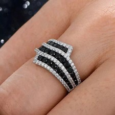 14K White Gold Plated 2.00Ct Round Cut Lab-Created Black Diamond Engagement Ring