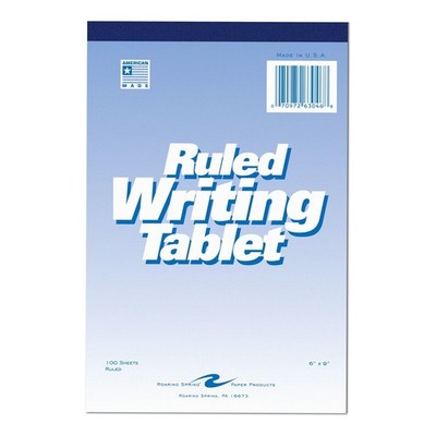 6''x9'' Writing Tablet, 100 Sheets 15# White Paper, Wide Ruled, Heavy Back Boar...