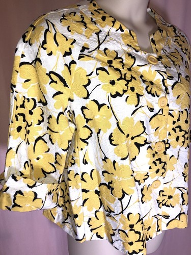 Dressbarn Woman 16W (1X) Jacket Yellow Floral Textured Button Fitted Work H16 - Picture 3 of 12