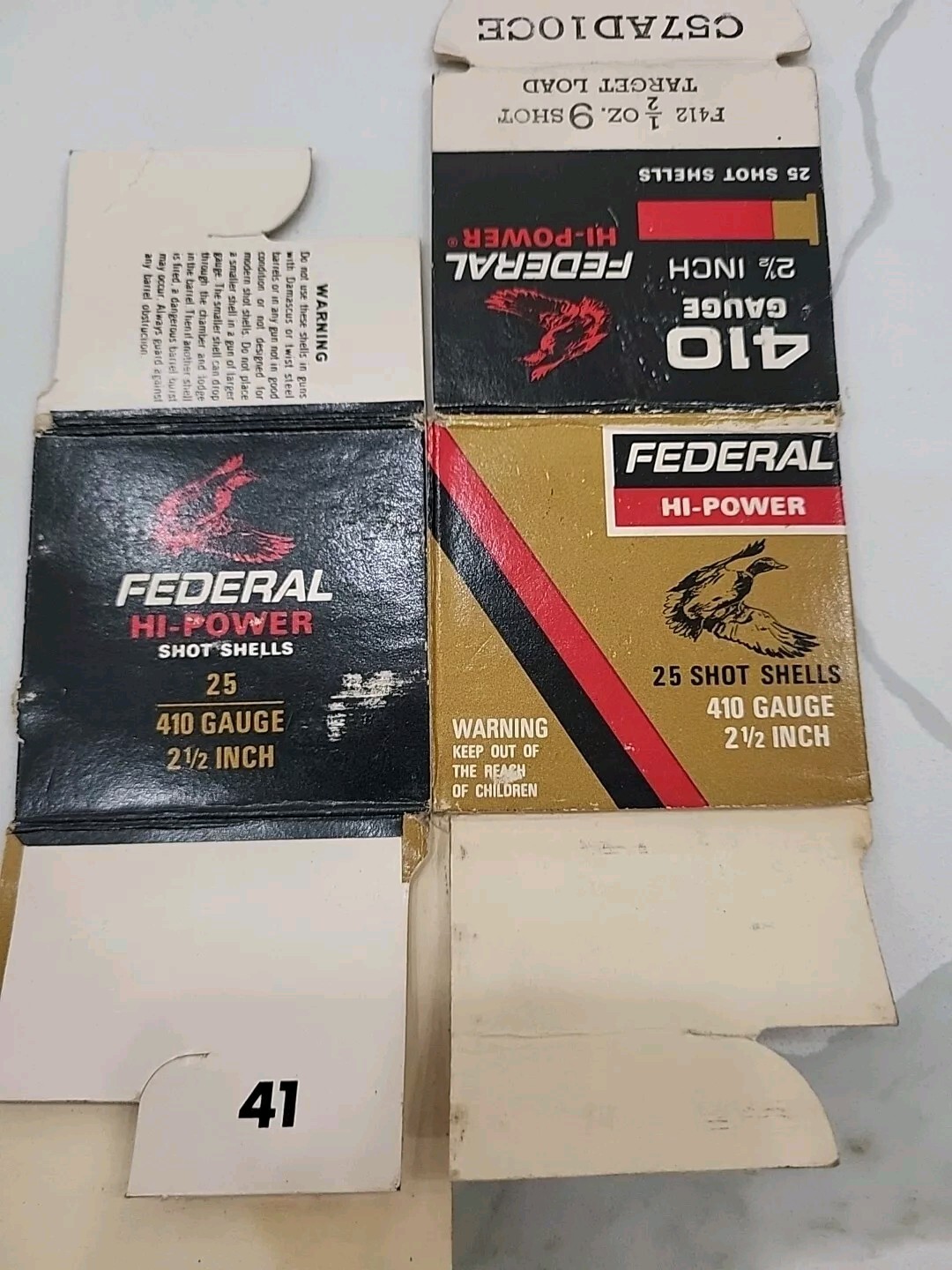 Federal Shells Box VINTAGE Federal Hi-Power 410 Gauge 2 1/2 inch #9 SHOT Shotgun Shell Box ...