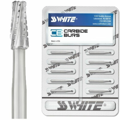 SS White 30025 FG #703 Cross Cut Oral Surgery Carbide Burs Shank #2 51 mm 10/Pk