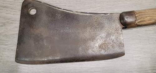 Meat Cleaver Samuel Lee LF&C Knives and Steels Carbon Pat.1886 8" Blade 16" L - Picture 5 of 13