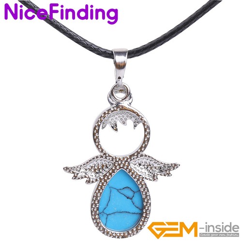 Verschiedene Steine fliegende Engelsflügel Schmuck Anhänger Halskette 16" Weihnachtsgeschenk - Bild 31 von 64