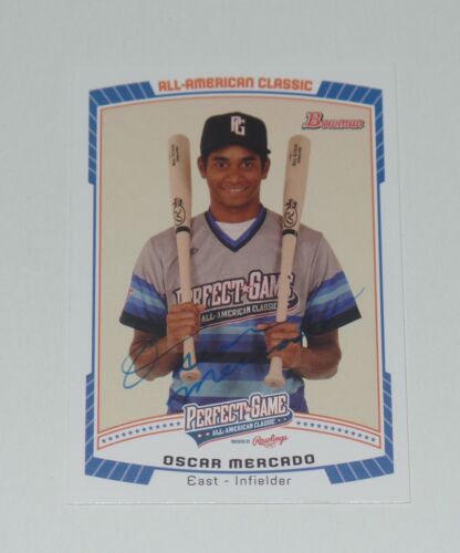 OSCAR MERCADO SIGNED AUTO'D 2012 BOWMAN AFLAC CARD #PG-OM CLEVELAND INDIANS RC - Picture 1 of 1