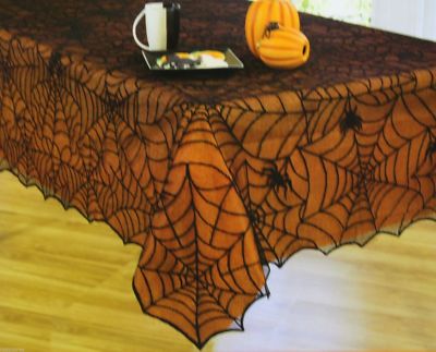 Halloween Newbridge Spider Cob Web Lace Liner Set 52x70 Oblong Tablecloth NIP