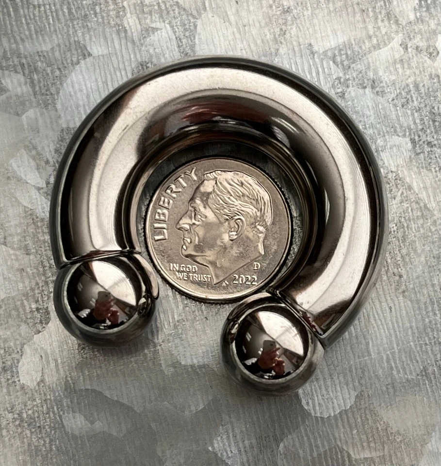 1pc Surgical Steel Circular Horseshoe Barbell with Ball Lip Septum 18G thru 00g  - Image 4 of 4