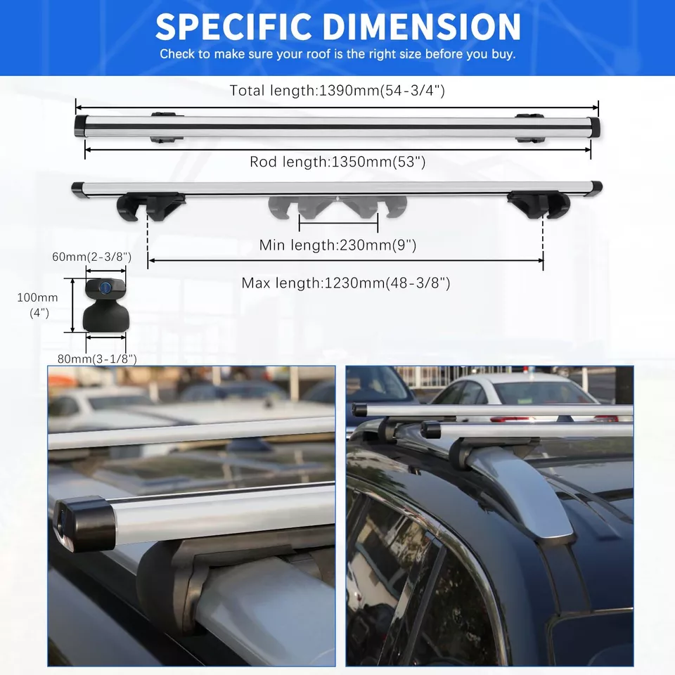 53" Aluminum Car Top Roof Rack Cross Bars Carrier W/Lock For Nissan Pathfinder - Image 2 of 4