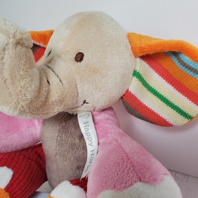 Happy Horse Plush Colorful Elephant Soft Stuffed Animal Toy Stripe