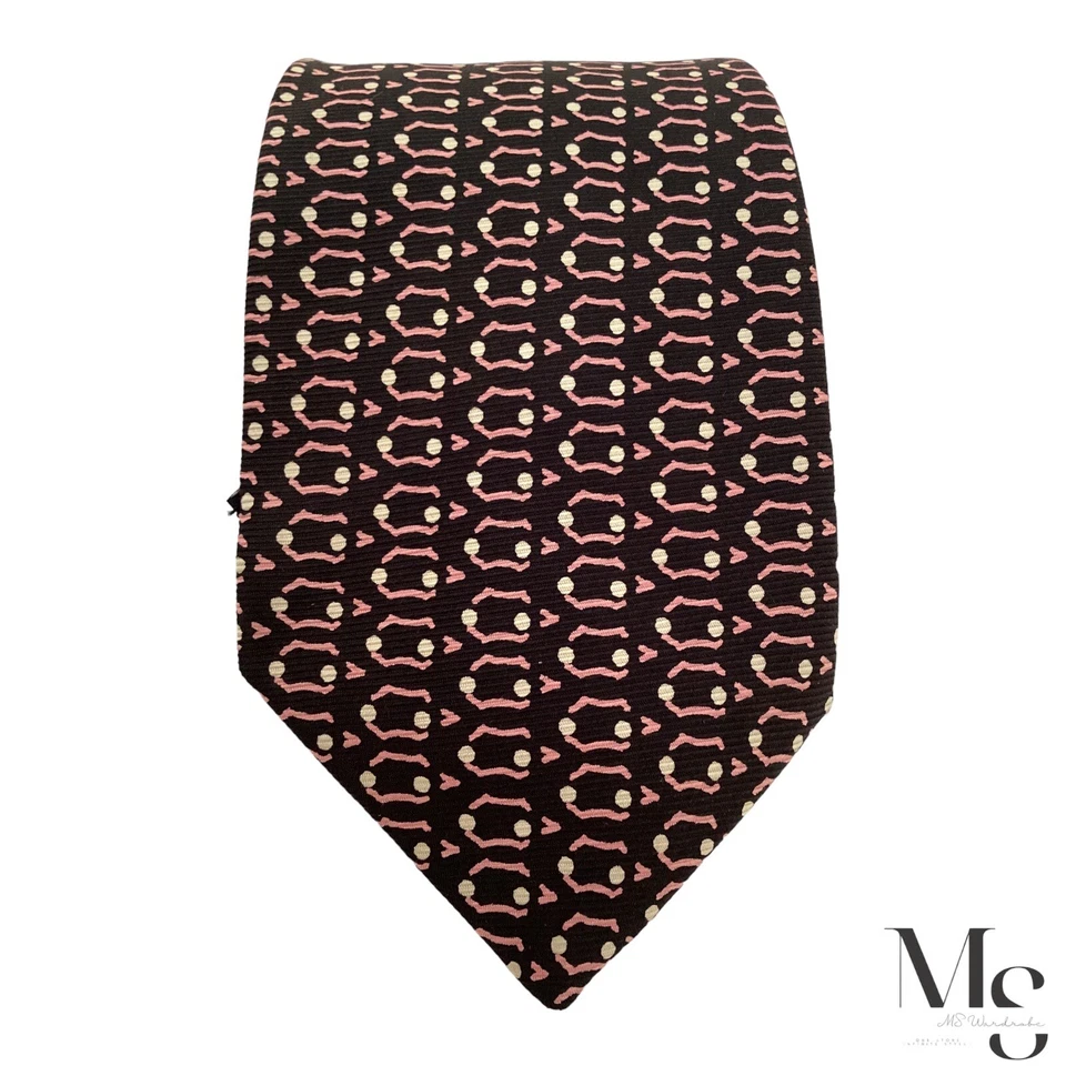 KITON NAPOLI 7Fold XL Black Geometric Silk Tie Made In Italy W:4" EX COND - Imagem 4 de 4