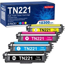 TN221 TN225 Toner Cartridge Replacement for Brother MFC-9130CW 4 Pack