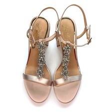 JEWEL BADGLEY MISCHKA Womens Gold Raina Round Toe Block Heel Sandals 8 M NEW
