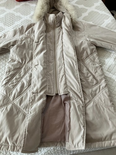 Winter Coat / Parka with Rabbit Fur Trim Size 14/16 - Picture 3 of 11