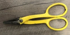 Vintage Forged Steel USA Tin Snips 7” Length - 2” Blade Handle Painted Yellow