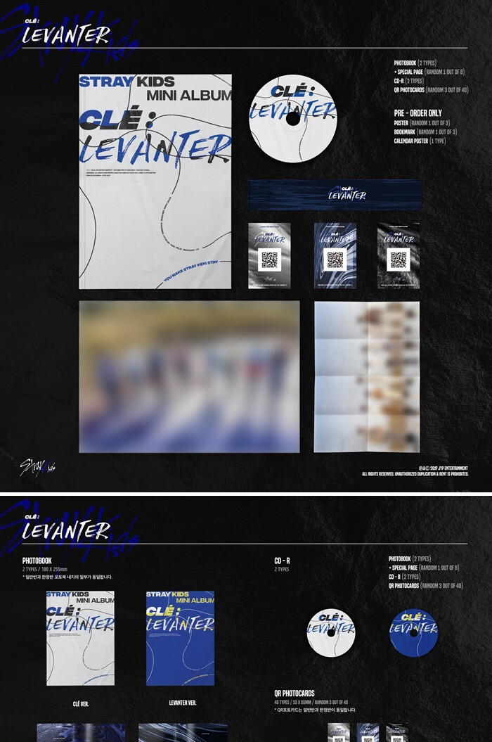 STRAY KIDS [CLE:LEVANTER] Album NORMAL 2 Ver SET+POSTER+Photo Book