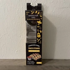 Stainless Steel Taco Holders with Salsa & Guacamole Cups - New Damaged Packaging