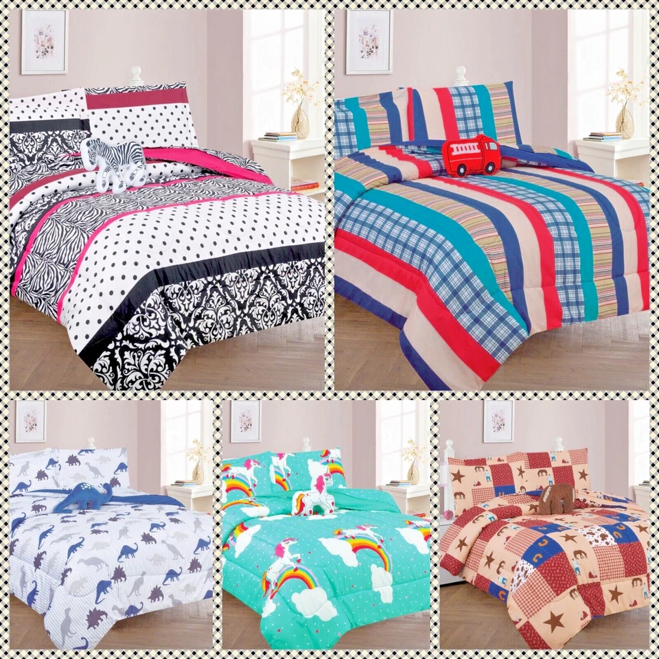 6PC BEDROOM KIDS BED IN A BAG COMFORTER + SHEET COMPLETE BEDDING SET TWIN SIZE - Image 2 of 2