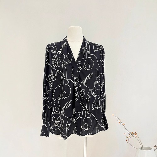 Silk Shirt Women's New Printed V-Neck Long Sleeve 100% Mulberry Silk Top Blouses - Picture 2 of 25
