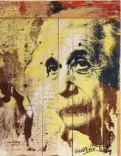 Unique artist duo Guldenstern Einstein wood 93x73x9 Peter Wolframm + Peter Smolka