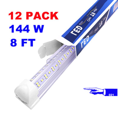 8Foot 12Pack LED Shop Lights Fixture 8FT LED Garage Lights 6500K Super Bright 8'
