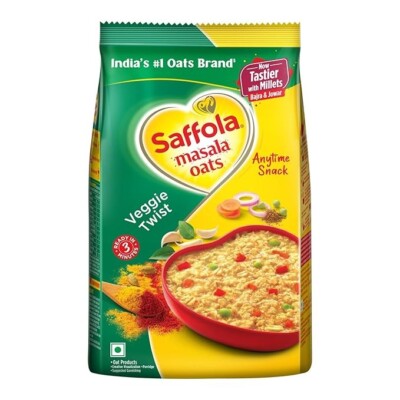 Saffola Masala Oats |Veggie Twist |Tasty, Anytime Snack | Ready in 3 mins | 500g