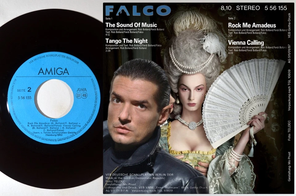 7" FALCO Rock Me Amadeus/ Vienna Calling/ Tango AMIGA-QUARTETT EP 1987 like NEW! - Bild 4 von 4