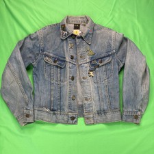 Vintage 1970's Lee Riders 220j Sanforized Denim Jean Jacket With Pins Small