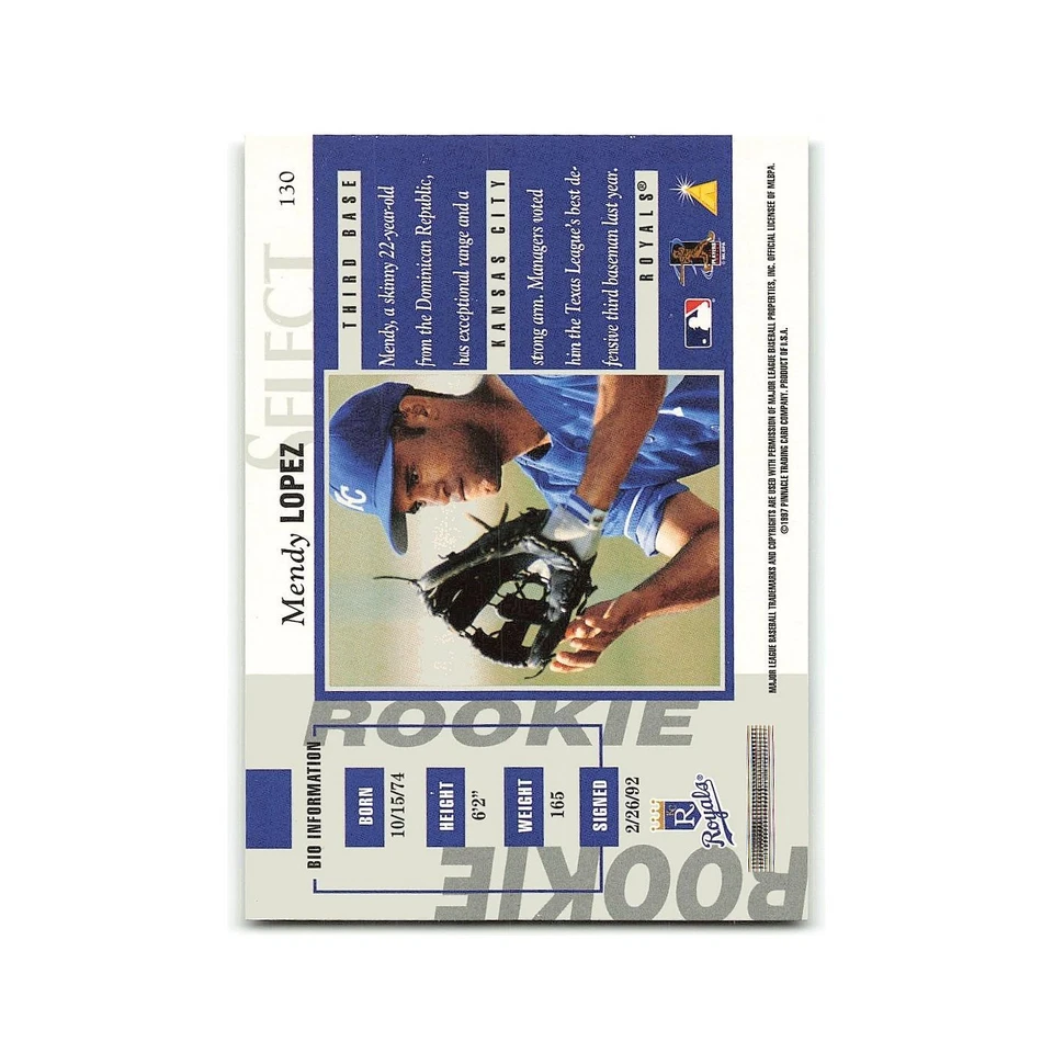 Mendy Lopez Rookie 1997 Select #130 Kansas City Royals Baseball Card NM - Image 2 of 3