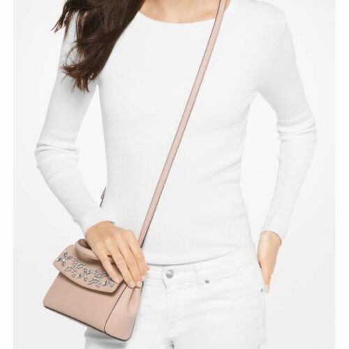 Michael Kors jeweled leather XS satchel crossbody bag AVA pink ballet new$228 - Picture 2 of 12