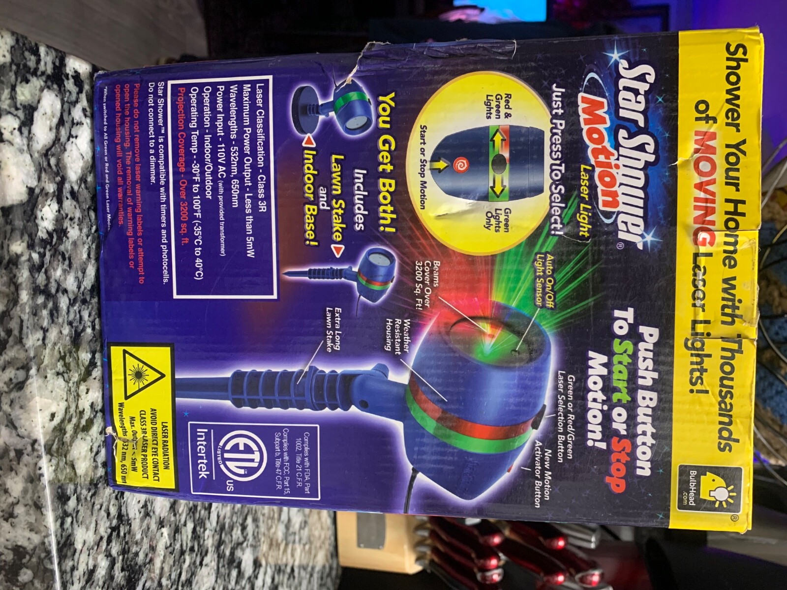 BulbHead Star Shower Motion Laser Christmas Lights Projector (106396