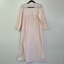 Vintage 80s Barbizon Peach Cottagecore Country Fleece Lace Nightgown Sz M GVC
