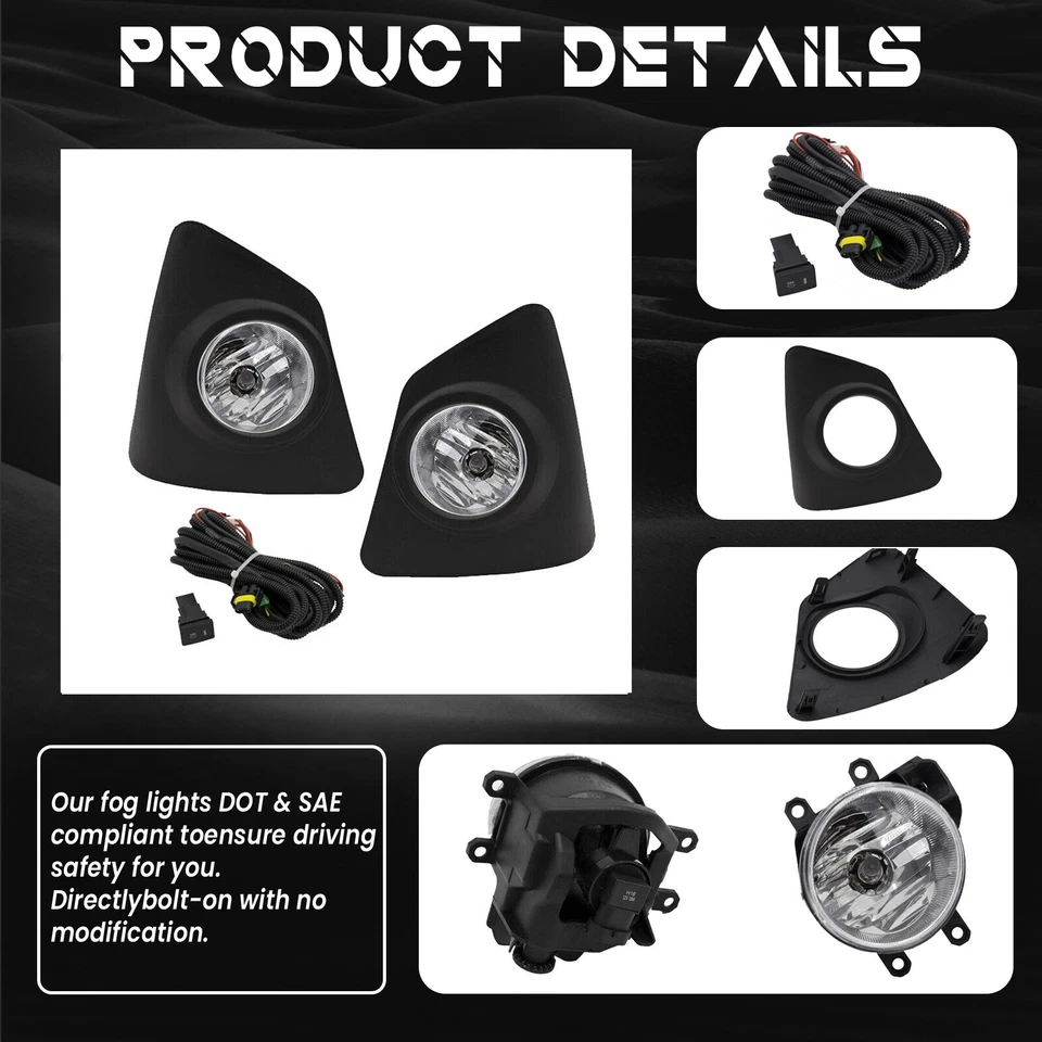 Fit 2014 2015 2016 Toyota Corolla S Bumper Fog Lights W/ Switch+Wiring Lamp Pair - Image 3 of 4