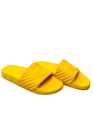 AUTHENTIC Gucci Slides Quilted Mantelasse Yellow Size G9/US9.5 601041 JD600 7114 - Picture 2 of 14