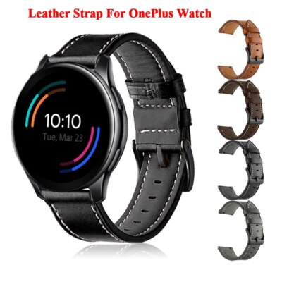22mm Leather Band for OnePlus Watch Strap Imilab Kw66/W12/Xiaomi Mi Color S1 S2