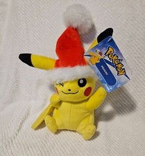 Tomy Pokemon 8.5" Winking Pikachu Santa Hat Christmas Plush Stuffed Toy 2017