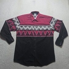 Vintage Roper Pearl Snap Shirt Mens XL Made In USA Long Sleeve Aztec South West