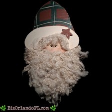 VINTAGE: Handcrafted Handpainted Wooden Santa Claus Mixed Media Wall Decor RARE