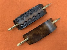 2 Leather Hair Barrettes w Sticks, Ponytail Narrow, Western, Handcrafted 368