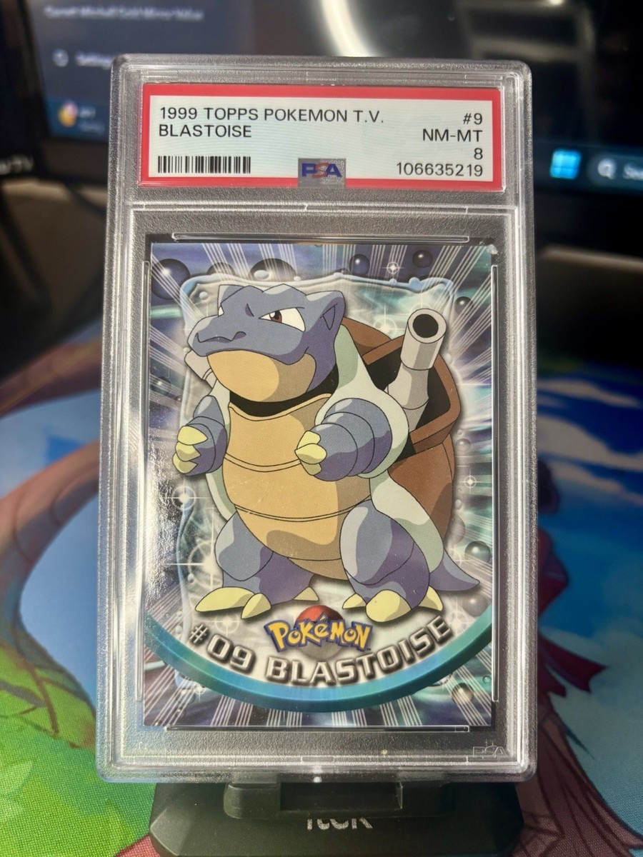 1999 Topps Pokemon Blastoise TV Card #9 Blue Logo, 1st Print, PSA 8 NM/Mint