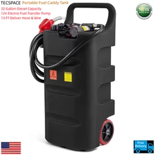 Ginkman Black Portable 32 Gallon Diesel Tank with 12V DC Electric Transfer Pump
