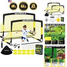 Soccer Goal, Kids Soccer Goals for Backyard Set, 2 Pack of Portable Pop Up So...