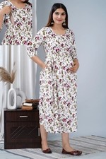 Handmade FLOWER Sanganer Block Print Maternity Gown comfortable casual wear dres