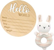 Baby Announcement Sign for Newborn,Hello World Newborn Sign, Wooden Newborn...