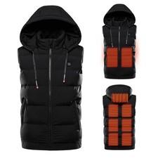 New USB Heated Vest Gilet Smart Electric Warm Hooded Outdoor Winter Coat UK