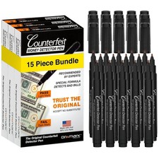 15 Pack Counterfeit Bill Detector Marker Pen
