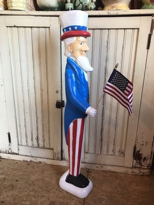 #ad Blow Mold Nostalgic American Uncle Sam With Flag Made In America Union Products $76.00