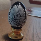Fenton Handmade Hand Painted Art Glass Egg Figurine Signed D. Fredrick 3.75"