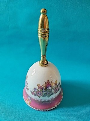 Vintage STEINBOCK Email Austria Handmade Enamel Over Metal Pink Floral BELL