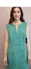 Chaps Ralph lauren Dress Women's Size 14 Green White Sleeveless Nwt $69.00